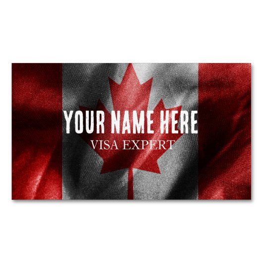 カナダシルク国旗 マグネット名刺 (正面)