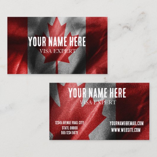 カナダシルク国旗 名刺 (正面/裏面)