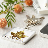 カナダスーベニアキーチェーン金ゴールドクロムメープルリーフ キーホルダー (側面)