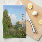 カナダタオル先住民トーテムポールバンクーバーティータオル キッチンタオル (四つ折り)