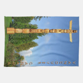 カナダタオル先住民トーテムポールバンクーバーティータオル キッチンタオル (横)