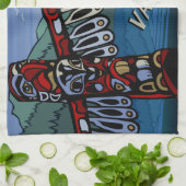 カナダタオル先住民トーテムポールバンクーバーティータオル キッチンタオル (折り畳み)