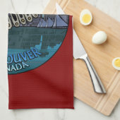 カナダタオル先住民トーテムポールバンクーバーティータオル キッチンタオル (四つ折り)