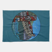 カナダタオル先住民トーテムポールバンクーバーティータオル キッチンタオル (横)