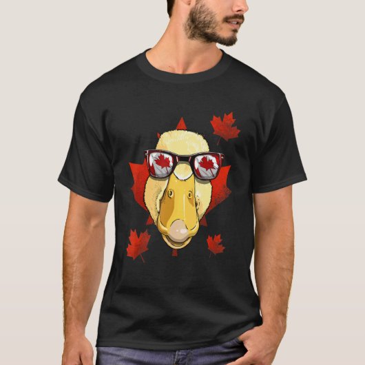 カナダダカエデの木の葉カナダ国旗の動物D Tシャツ (正面)