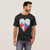 カナダチェコ国旗のハート Tシャツ (正面フル)