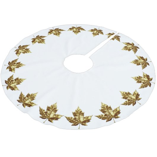 カナダツリースカートホリデー金ゴールドリーフカナダデコール ブラッシュドポリエステルツリースカート (アングル)