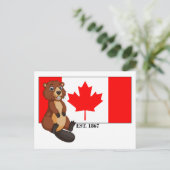 カナダデイエスト。1867年国旗とビーバー ポストカード (スタンド正面)