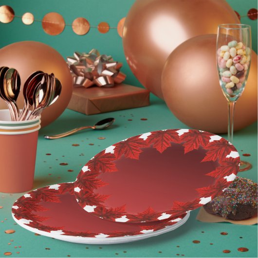 カナダデイプレートカナダメープルリーフ紙プレート ペーパープレート (複数)