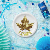 カナダデイプレート金ゴールドカナダリーフ紙プレート ペーパープレート (パーティー)