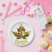 カナダデイプレート金ゴールドカナダリーフ紙プレート ペーパープレート (パーティー)