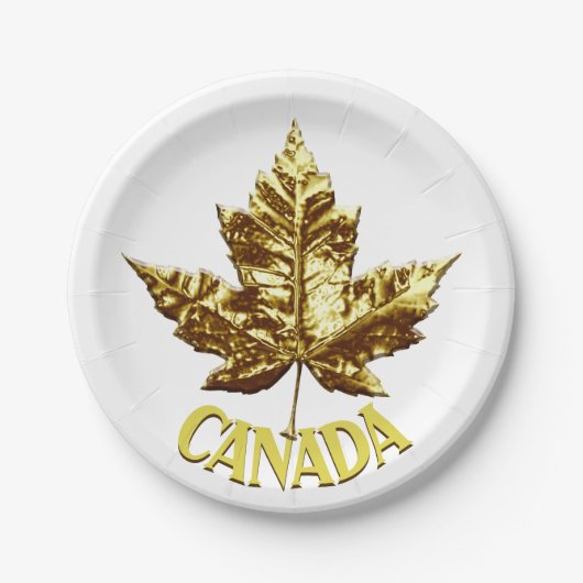 カナダデイプレート金ゴールドカナダリーフ紙プレート ペーパープレート (正面)