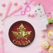 カナダデイプレート金ゴールドカナダリーフ紙プレート ペーパープレート (パーティー)