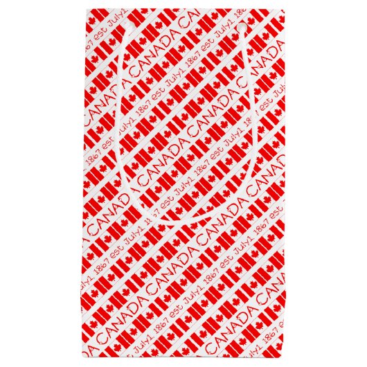 カナダデイメープルリーフカナダ国旗の赤タイポグラフィ スモールペーパーバッグ (正面)