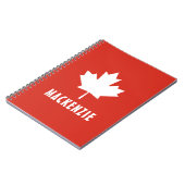 カナダデイレッドホワイトカナダ国旗のメープルリーフ名 ノートブック (左側)