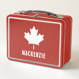 カナダデイレッドホワイトカナダ国旗のメープルリーフ名 メタルランチボックス