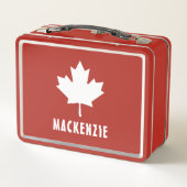 カナダデイレッドホワイトカナダ国旗のメープルリーフ名 メタルランチボックス (裏面)