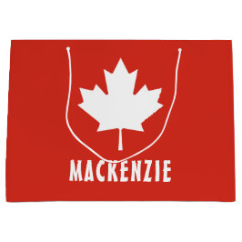 カナダデイレッドホワイトカナダ国旗のメープルリーフ名 ラージペーパーバッグ