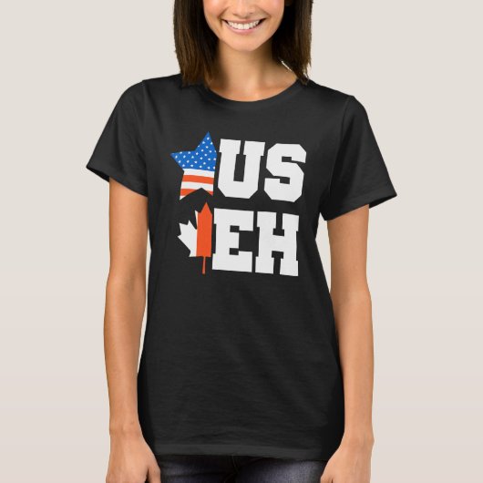 カナダデイ米国カナダ市民アメリカ国旗のカナダ Tシャツ (正面)