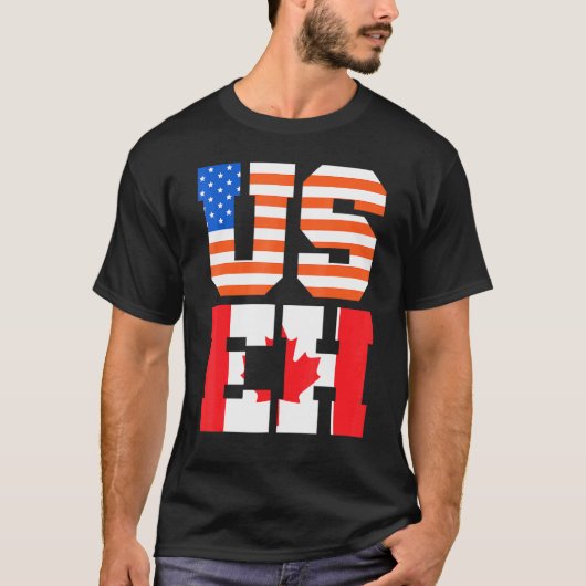 カナダデイ米国カナダ市民アメリカ国旗のカナダ Tシャツ (正面)