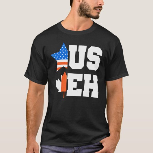 カナダデイ米国カナダ市民アメリカ国旗のカナダ Tシャツ (正面)