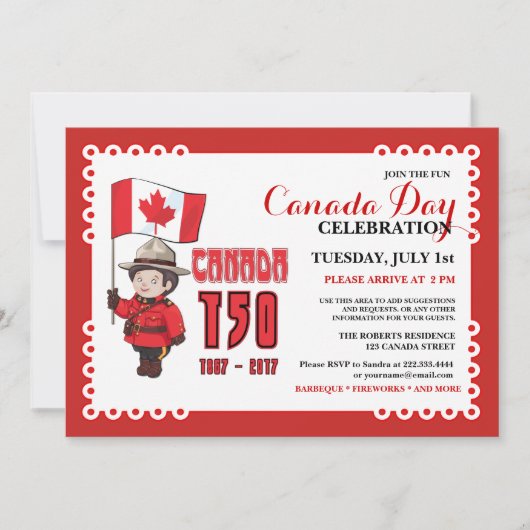 カナダデイ150 BBQお祝い招待状 招待状 (正面)