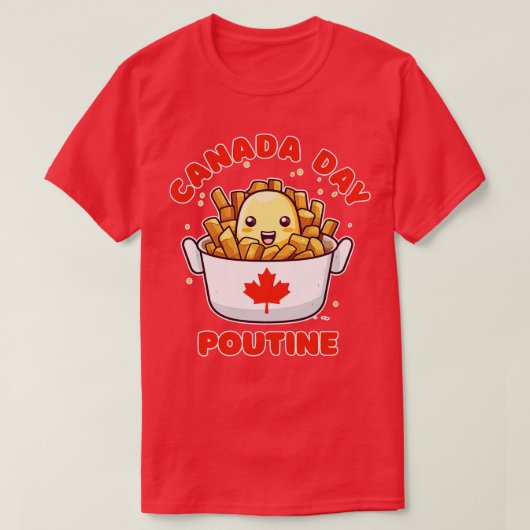 カナダデーおもしろいかわいいプウティン Tシャツ (デザイン正面)