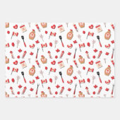 カナダデー7月1日メープルリーフ、ハート ラッピングペーパーシート (正面2)