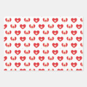 カナダデー7月1日メープルリーフ、ハート ラッピングペーパーシート (正面)