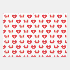 カナダデー7月1日メープルリーフ、ハート ラッピングペーパーシート