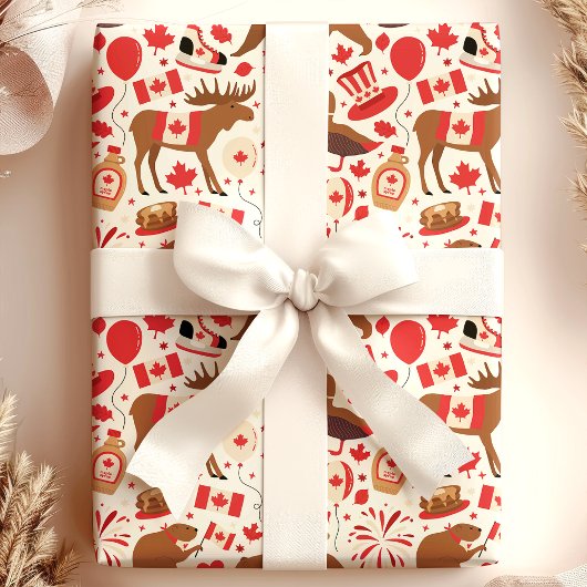 カナダデー・セレブレーション・パターン ラッピングペーパー