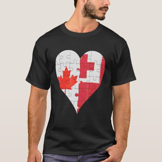 カナダトガン国旗のハート Tシャツ (正面)