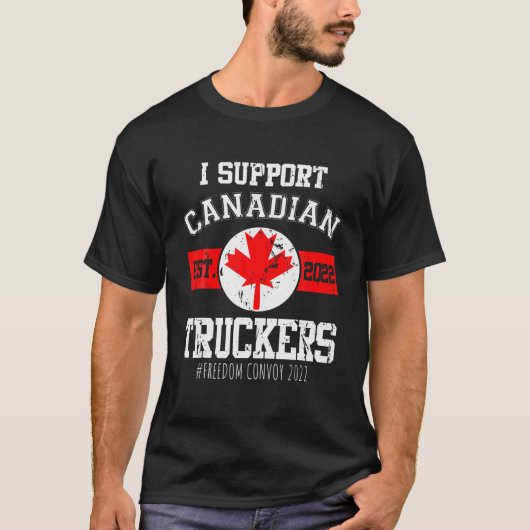 カナダトラック運送業者カナダ国旗の自由協力 Tシャツ (正面)