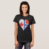 カナダノルウェー国旗のハート Tシャツ (正面フル)