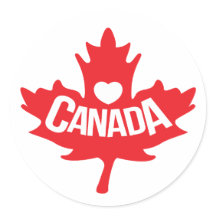 カナダハートカエデ葉紅白のステッカー