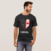 カナダハートカナダ米国国旗カナダのルーツ Tシャツ (正面フル)