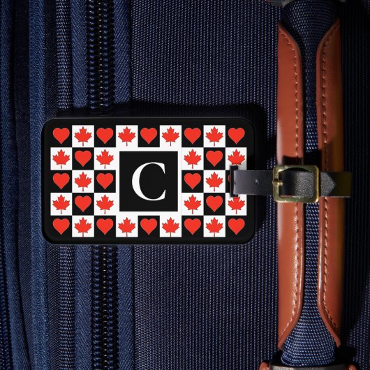 カナダパーソナライズされた国旗のカスタム文字（カナダ） ラゲッジタグ (正面インサイチュ4)