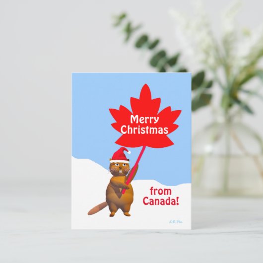 カナダビーバーからのメリークリスマス シーズンポストカード (スタンド正面)