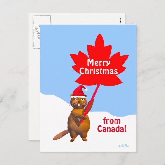 カナダビーバーからのメリークリスマス シーズンポストカード (正面/裏面)