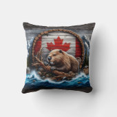 カナダビーバーが山の景色の前に クッション (裏面)