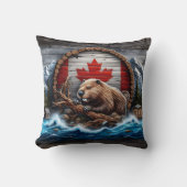 カナダビーバーが山の景色の前に クッション (正面)