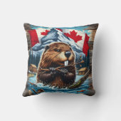 カナダビーバーウィズブルー海 クッション (裏面)
