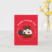 カナダビーバーカおもしろいナダデイカード カード (黄色い花)