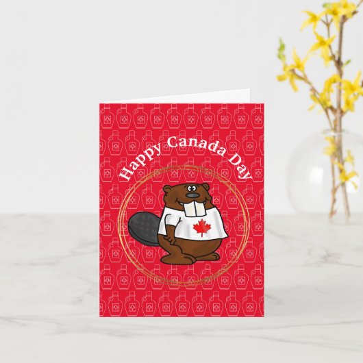 カナダビーバーカおもしろいナダデイカード カード (黄色い花)