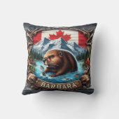 カナダビーバーニアマウンテンアンドメープル離れズ クッション (裏面)