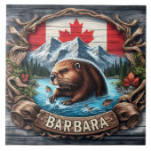 カナダビーバーニアマウンテンアンドメープル離れズ タイル (正面)