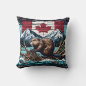 カナダビーバーバイザフラッグアンドマウンテンズ クッション (正面)