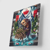 カナダビーバーバイスノーピークス スクエア壁時計 (傾斜)