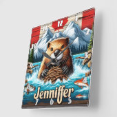 カナダビーバー建物アダムインマウンテンストリーム スクエア壁時計 (傾斜)