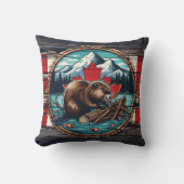 カナダビーバー建物アダムバイマウンテンレイク クッション (正面)